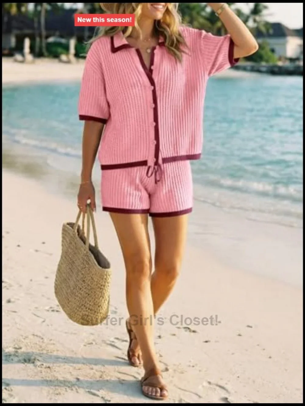 2 Piece Short Set Summer Vacation Knit Lounge Outfit